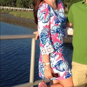 Lilly Pulitzer 3/4 sleeve tropical shift dress